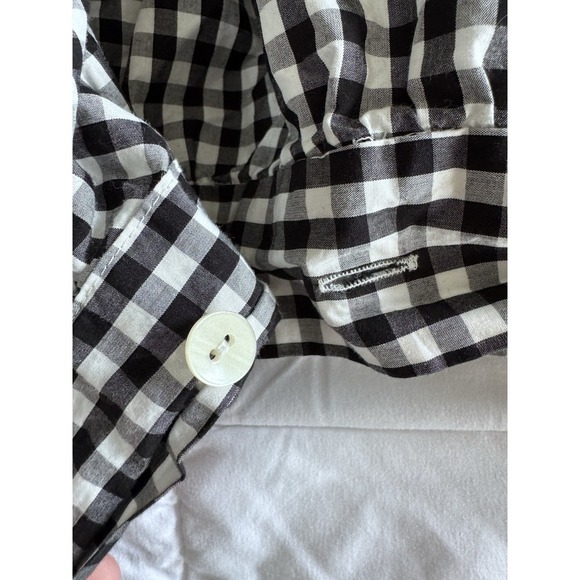 Madewell Flutter Sleeve Side Tie Wrap Top Plaid Checkered Black Size XS Cotton - Picture 6 of 10